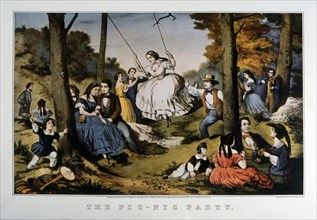 The Picnic Party, Currier & Ives, Lithograph, circa 1856