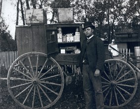 Itinerant Salesman with his Horse-Drawn Wagon, circa 1900