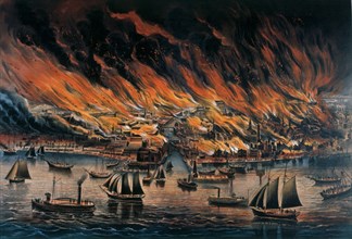 The Great Fire at Chicago, Currier & Ives, Lithograph, October 8, 1871