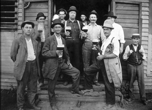 Group of Working Men Drinking Beer, USA, circa 1905