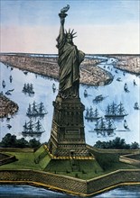 Statue of Liberty, New York, USA, Currier & Ives, Lithograph, circa 1885