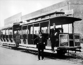 Cable Cars and Two Conductors, Chicago, Illinois, USA, circa 1895