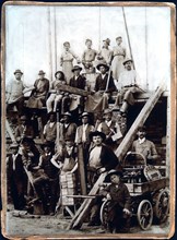 Group of Carpenters and Wine Seller With Son, circa 1890