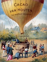 Balloon Ascent, Van Houten Cocoa, Trade Card, circa 1895