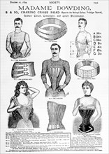 Male and Female Corsets, Corsetiere Advertisement, London, England, circa 1899