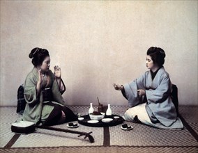 Young Japanese Women Playing Game, Kusababe Kimbie, 1860