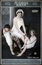 Mother and Children Wearing Union Suits, Advertisement for Munsing Wear, 1917