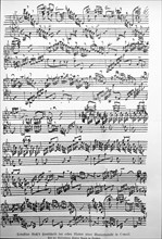 Hand Written Music from Johann Sebastian Bach, Fantasy for Piano in C Major