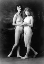 Two Nude Women Standing and Holding Hands, 1923