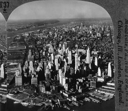 Skyline, High Angle View, New York City, USA, Single Image of Stereo Card, circa 1931