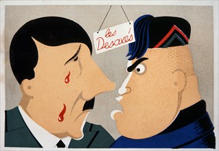 Adolf Hitler and Benito Mussolini, "The Lunatics", Poster, 1944