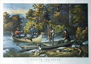 Life in the Woods: Returning to Camp, Currier & Ives, Lithograph, 1860