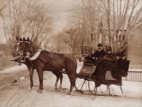 Family Seated in a Horse Drawn Sleigh, 1900