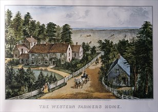 Western Farmer's Home, Currier & Ives, Lithograph, 1871