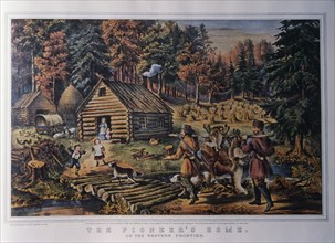 Pioneer's Home on the Western Frontier, Currier & Ives, Lithograph, 1867