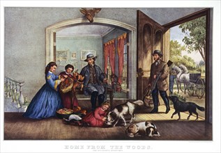 Home from the Woods, the Successful Sportsmen, Currier & Ives, Lithograph, 1867