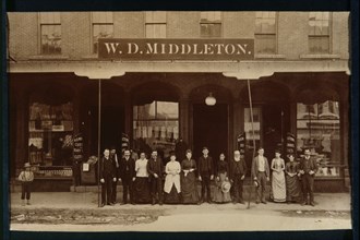 Group of Employees and Boy in Front of Clothing Store, Albumen Photograph, 1880