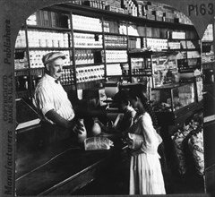 Midwestern Grocery Store, USA, Single Image of Stereo Card, circa 1900