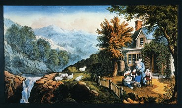 Mountaineer's Home, Currier & Ives, Lithograph