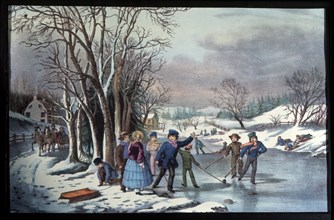 Winter Pastime, Currier & Ives, Lithograph, 1855