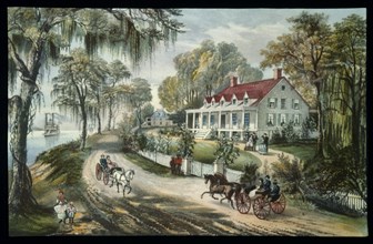 A Home on the Mississippi, Currier & Ives, Lithograph, 1871
