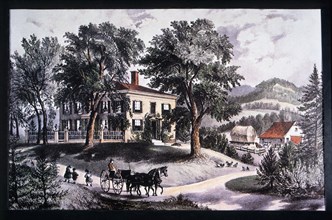 New England Home, Currier & Ives, Lithograph