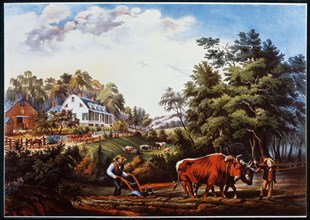 American Farm Scene No. 1, Currier & Ives, Lithograph, 1855