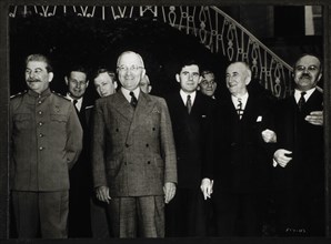 U.S. President Harry S. Truman and Soviet Leader Joseph Stalin Attending Potsdam Conference, Germany, July 18, 1945