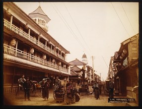 Yoshiwara District, Tokyo, Japan, Hand-Colored Photograph, circa 1880