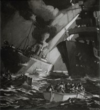 British Warship Rescuing Survivors of R.M.S. Hesperian, September 4, 1915,