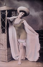 Woman in One-Piece Bathing Suit, Portrait, circa 1900
