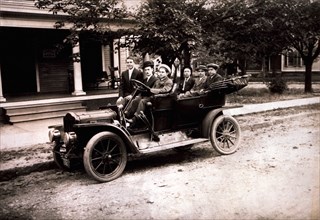 Group of People in Touring Car, USA, 1906