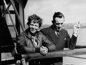 Amelia Earhart and Fred Noonan, Honolulu Airport, Hawaii, March 20, 1937