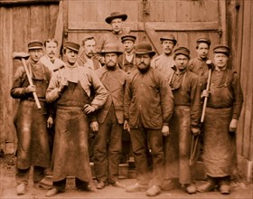 Group of Workers, Four Holding Sledgehammers, Albumen Photograph, circa 1880