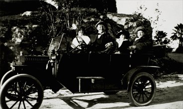 Two Couples in Ford Model T Car, USA, 1913