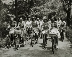 Group of Women Cyclists on Dirt Road, USA, 1950