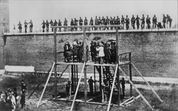 Hanging of Four People Convicted of Abraham Lincoln Assassination Conspiracy, Arsenal Prison, Washington, DC, USA, July 7, 1865