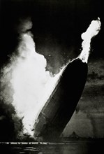 German Airship, Hindenburg, Crashing and Burning at Lakehurst, New Jersey, USA, May 6, 1937