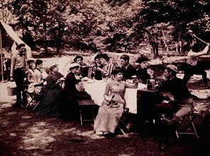 Men and Women at Picnic Near Harrisburg, Pennsylvania, USA, circa 1895