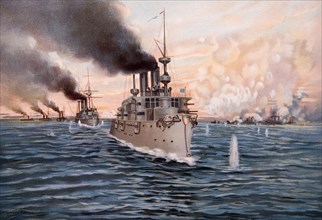 Naval Battle of Manila Bay, Philippines, Between United States and Spain, First Major Engagement of Spanish-American War, 1898