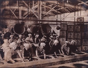 Workers Pan-Firing Tea Leaves, Japan, circa 1910