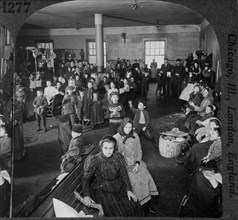 Emigrants Awaiting Examination, Ellis Island, New York, USA,  Single Image of Stereo Card, circa 1900