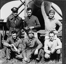6 American Aviators who took part in First Around the World Flight, Seattle, Washington, USA, Single Image of Stereo Card, April 6 - September 24, 1924