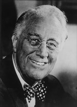 President Franklin Roosevelt, 32nd President of the United States of America, Smiling and Wearing Bow Tie, Portrait, June 5, 1944