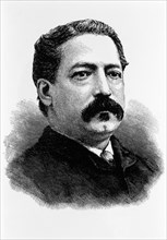 Samuel Gompers (1850-1924), American Labor Leader, Founder and President of the American Federation of Labor, Portrait, Illustration, circa 1890's