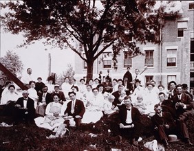 Large Group of People Enjoying Outdoor Picnic, USA, 1915