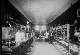 Drug Store Interior, Soda Fountain at Left, circa 1900