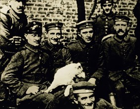 Adolf Hitler, Seated Far Right, With Other Soldiers in the 16th Bavarian Reserve Regiment, Western Front, WWI, 1917