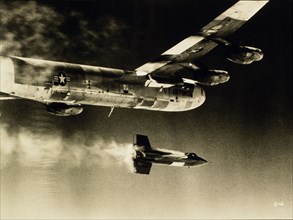 X-1 Supersonic Rocket Ship Launched from Converted  B-52 Bomber, circa 1950