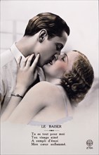 Couple Kissing, Le Baiser, French Post Card, circa 1925